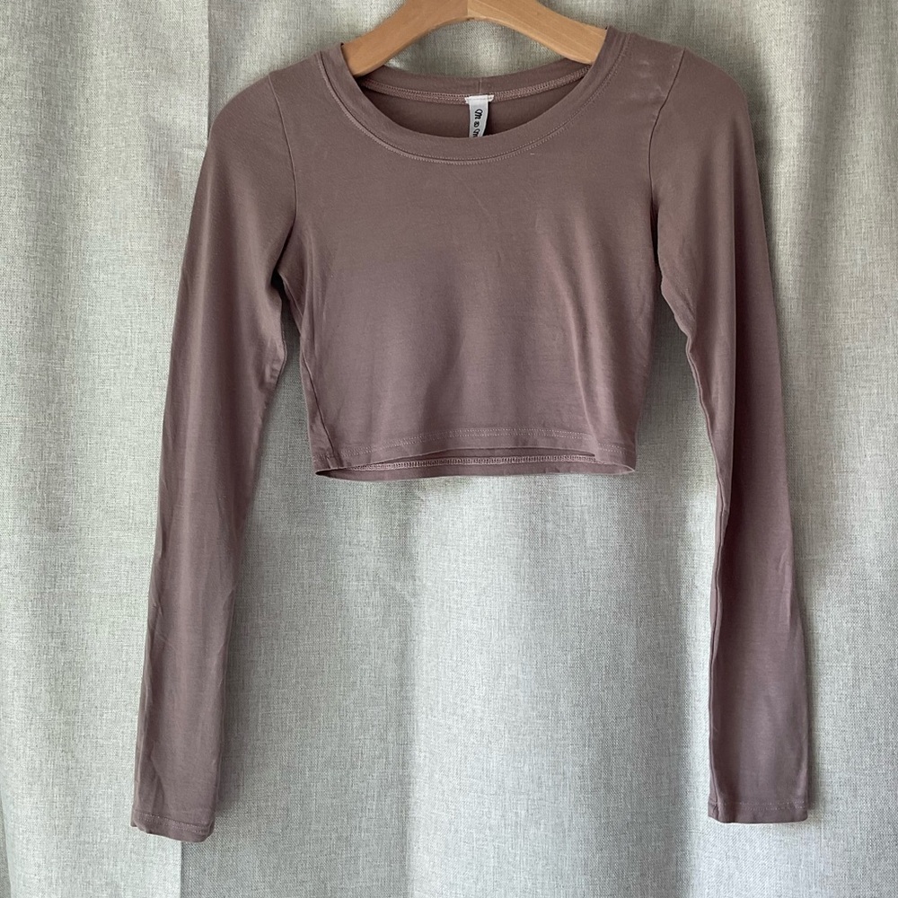 Women's Long Sleeve Crop Top - Mauve
